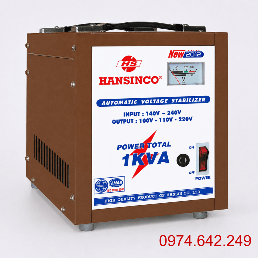 Ổn áp Hansinco 1KVA là danh mục tập hợp các dòng ổn áp 1 pha công suất 1.000VA