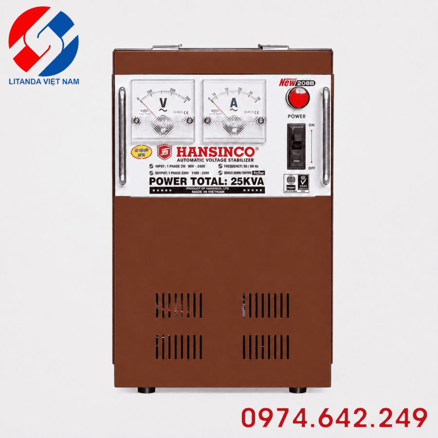 Ổn áp Hansinco 25KVA là danh mục tổng hợp các dòng ổn áp 1 pha công suất 25.000VA