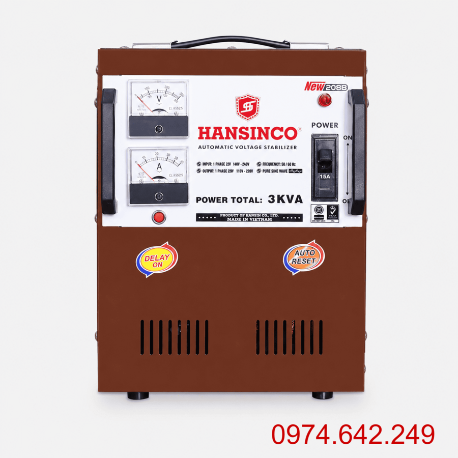 Ổn áp Hansinco 3KVA là danh mục tổng hợp các dòng ổn áp 1 pha công suất 3.000VA