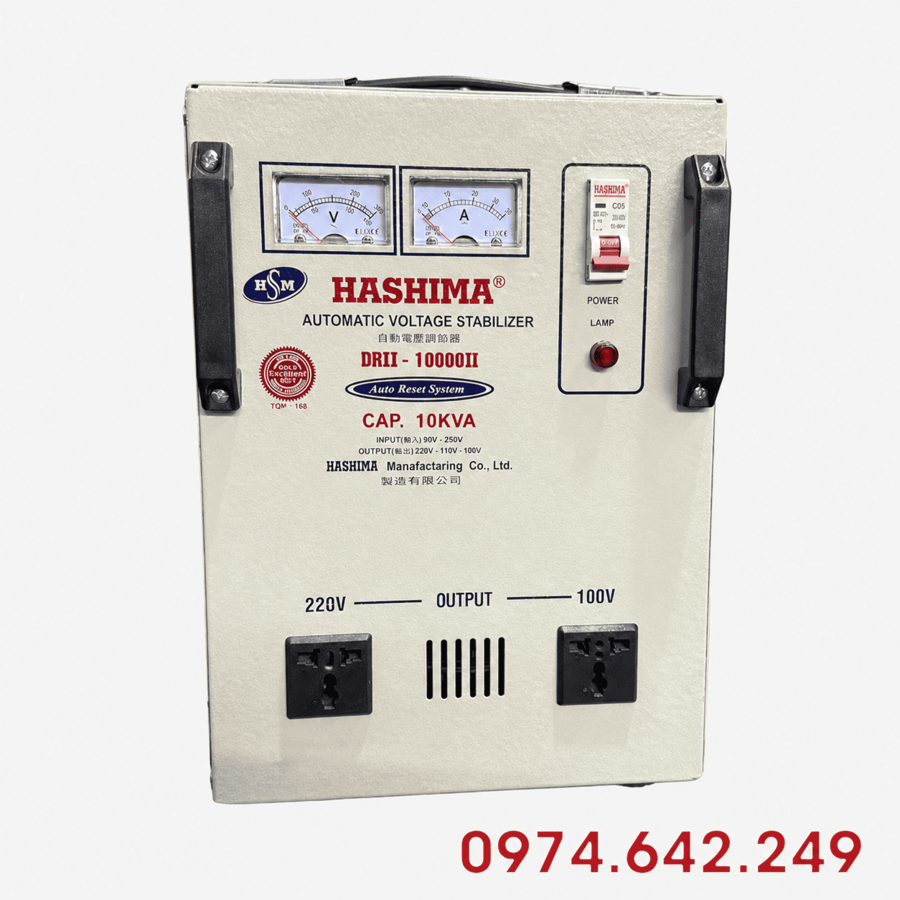 Ổn áp Hashima 10KVA là danh mục tổng hợp các dòng ổn áp 1 pha công suất 10.000VA