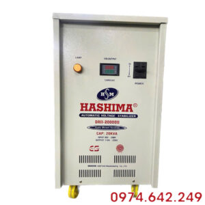 Ổn Áp Hashima 20KVA 1 Pha Dải 90V dùng cho khu vực điện yếu, giúp ổn định điện áp liên tục và bảo vệ các thiết bị điện trong gia đình hoặc văn phòng.
