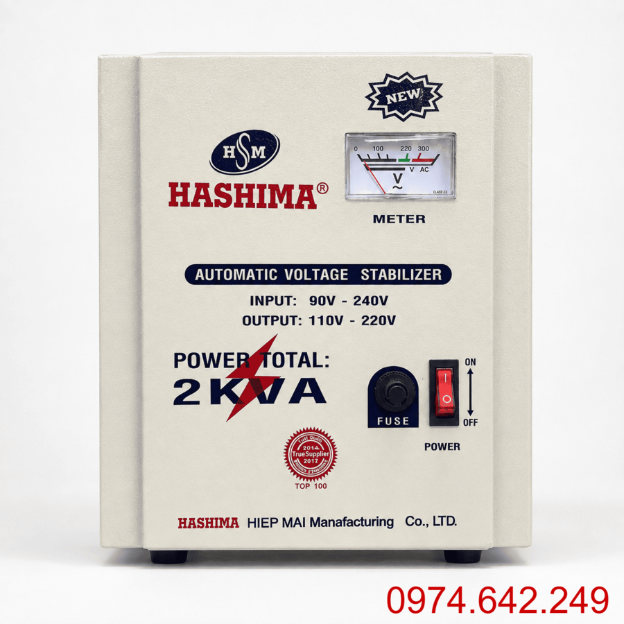 Ổn áp Hashima 2KVA là danh mục tập hợp các dòng ổn áp 1 pha công suất 2.000VA