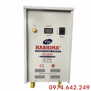 Ổn Áp Hashima 50KVA 1 Pha Dải 90V dùng cho khu vực điện yếu, ổn định điện áp và bảo vệ thiết bị điện trong gia đình, văn phòng hoặc xưởng sản xuất