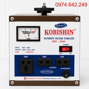 Ổn Áp Kobishin 1KVA 1 Pha Dải 90V dùng cho khu vực điện yếu, ổn định điện áp và bảo vệ thiết bị điện công suất nhỏ như tivi, máy tính hoặc thiết bị mạng.