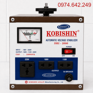 Ổn Áp Kobishin 2KVA 1 Pha Dải 90V dùng cho khu vực điện yếu, ổn định điện và bảo vệ các thiết bị điện công suất nhỏ trong gia đình, tivi, tủ lạnh, máy tính