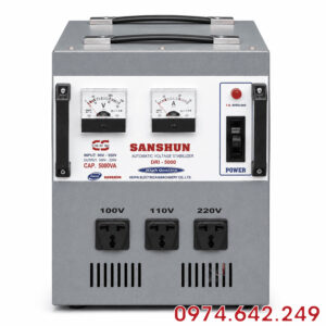 Ổn Áp Sanshun 5KVA 1 Pha Dải 90V chuyên dùng cho khu vực điện yếu, ổn định điện áp và bảo vệ an toàn cho thiết bị điện trong gia đình.