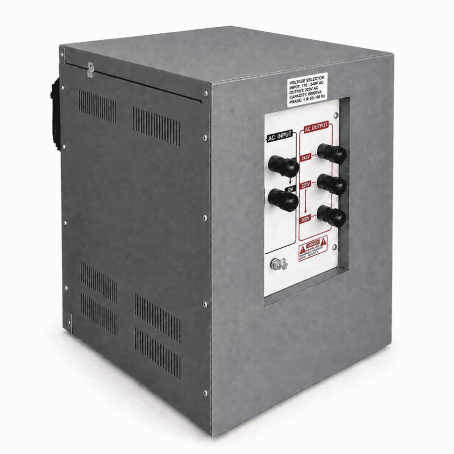 Ổn Áp Sanshun 60KVA 1 Pha Dải 90V dùng cho khu vực điện yếu, ổn định điện và bảo vệ thiết bị điện trong các gia đình lớn, biệt thự, văn phòng hoặc xưởng