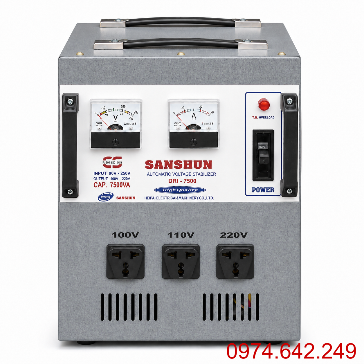 Ổn áp Sanshun 7.5KVA là danh mục tổng hợp các dòng ổn áp 1 pha công suất 7.500VA