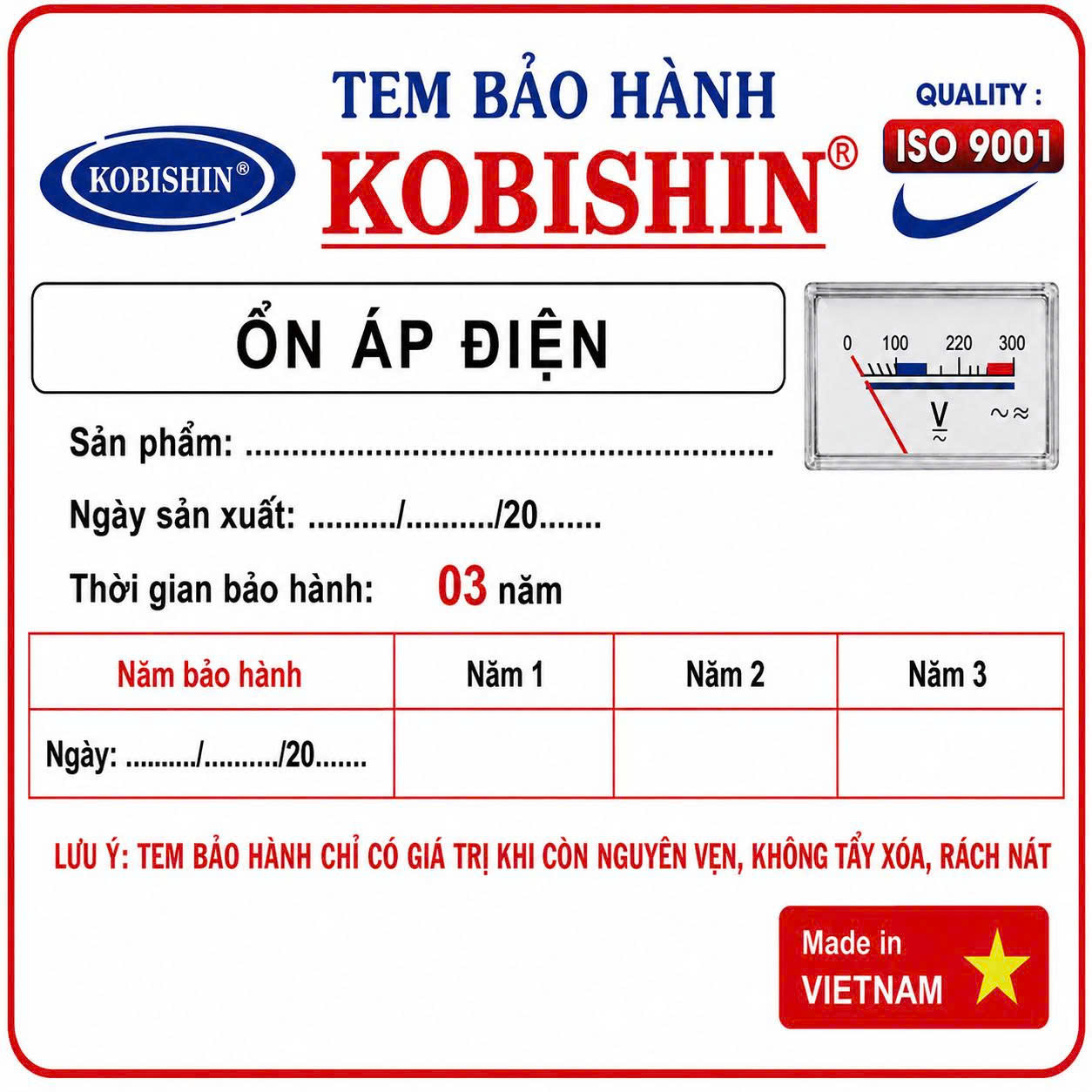 Tem Bảo Hành KobiShin