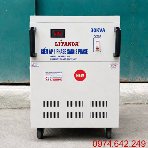Biến áp 1 pha ra 3 pha 30KVA chuyên dùng đổi nguồn điện từ 1 pha sang 3 pha, cung cấp nguồn điện công suất lớn cho các thiết bị máy móc công nghiệp.