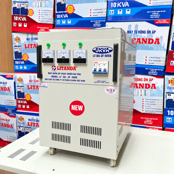 Biến áp 5KVA 3 pha chuyên dùng đổi nguồn điện, cung cấp nguồn điện 3 pha ổn định cho các máy móc, thiết bị công nghiệp và mạch điều khiển.