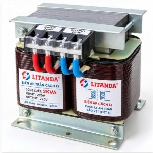 Biến áp trần cách ly Litanda 2KVA đầu vào 220V, đầu ra 220V, dây đồng, cách ly an toàn giữa nguồn và tải, phù hợp thiết bị điện tử, âm thanh, phòng kỹ thuật và tủ điện.