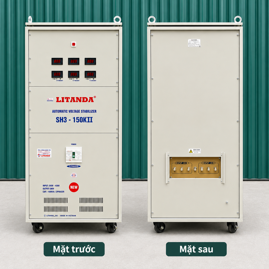 Ổn áp 3 pha cho máy CNC chuyên dùng cấp nguồn ổn định và bảo vệ các dây chuyền gia tốc, máy công nghiệp hiện đại khỏi sụt áp, chập chờn.