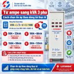 Đổi từ ampe sang kVA 3 pha dùng tính toán công suất dòng điện, quy đổi nhanh giá trị để lựa chọn thiết bị ổn áp và máy biến áp chính xác.