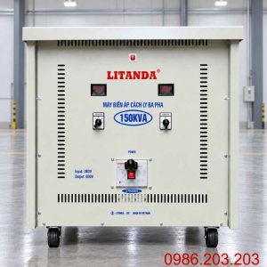 Biến áp cách ly Litanda 150KVA vào 380V ra 690V giúp chuyển đổi điện áp chuẩn xác, chống nhiễu, cách ly an toàn và bảo vệ thiết bị vận hành ổn định.