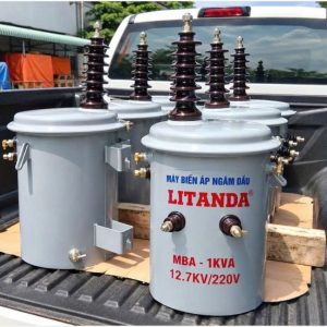 Biến áp ngâm dầu Litanda 1KVA 12.7KV/220V chuyên dùng hạ áp điện áp cao, vận hành bền bỉ ngoài trời và cung cấp nguồn điện ổn định cho hệ thống điện lưới.