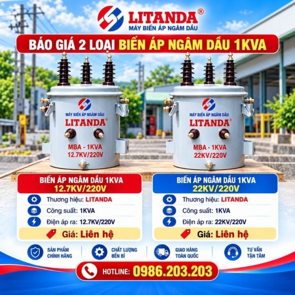 bien-ap-ngam-dau-litanda-1kva-3 Biến áp ngâm dầu Litanda 1KVA 22KV/220V chuyên dùng hạ áp điện áp cao, vận hành bền bỉ ngoài trời và cung cấp nguồn điện ổn định cho hệ thống điện lưới.