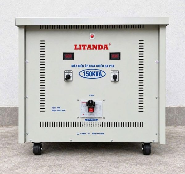 bien-ap-tu-ngau-litanda-150kva-vao-380v-ra-220v-200v Biến áp tự ngẫu Litanda 150KVA vào 380V ra 220V giúp chuyển đổi điện áp chuẩn xác, chống nhiễu, cách ly an toàn và bảo vệ thiết bị vận hành ổn định.