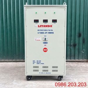 Ổn áp cách ly 3 pha 100KVA 160V-430V chuyên dùng ổn định điện áp dải rộng, lọc nhiễu, chống giật và bảo vệ thiết bị điện công nghiệp nhạy cảm.