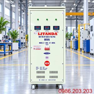 Ổn áp cách ly 6KVA 3 pha 260V-430V chuyên dùng ổn định điện áp, lọc nhiễu, chống giật và bảo vệ thiết bị điện công nghiệp nhạy cảm.