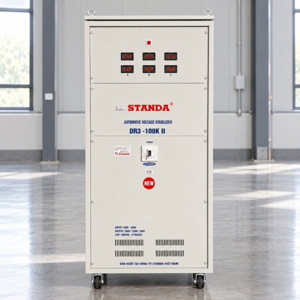 on-ap-standa-3-pha-100kva-dr3-100kii Ổn áp Standa 3 pha 100KVA DR3-100KII giúp cân bằng nguồn 380V, bảo vệ thiết bị điện công nghiệp, chống sốc áp, quá tải và nâng cao tuổi thọ máy móc