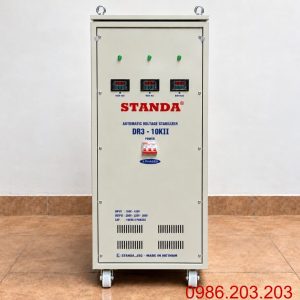 Ổn áp Standa 3 pha 10KVA DR3-10KII dùng kéo điện yếu, ổn định nguồn 380V, chống quá tải, ngắn mạch và bảo vệ hệ thống thiết bị vận hành an toàn, bền bỉ