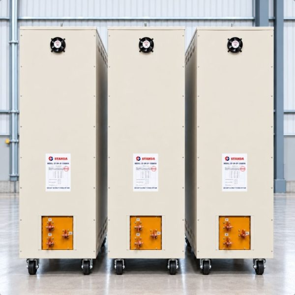 Ổn áp Standa 3 pha 1200KVA SH3-1200K/3II giúp ổn định điện áp 380V, bảo vệ toàn diện hệ thống máy móc nhà xưởng và tối ưu hóa hiệu suất vận hành.
