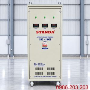 Ổn áp Standa 3 pha 15KVA SH3-15KII dùng kéo điện yếu, ổn định nguồn 380V, chống quá tải, ngắn mạch và bảo vệ hệ thống thiết bị vận hành an toàn, bền bỉ