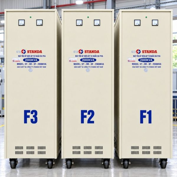 Ổn áp Standa 3 pha 2000KVA NM-2000K/3II giúp ổn định điện áp 380V, bảo vệ toàn diện hệ thống máy móc nhà xưởng và tối ưu hóa hiệu suất vận hành.