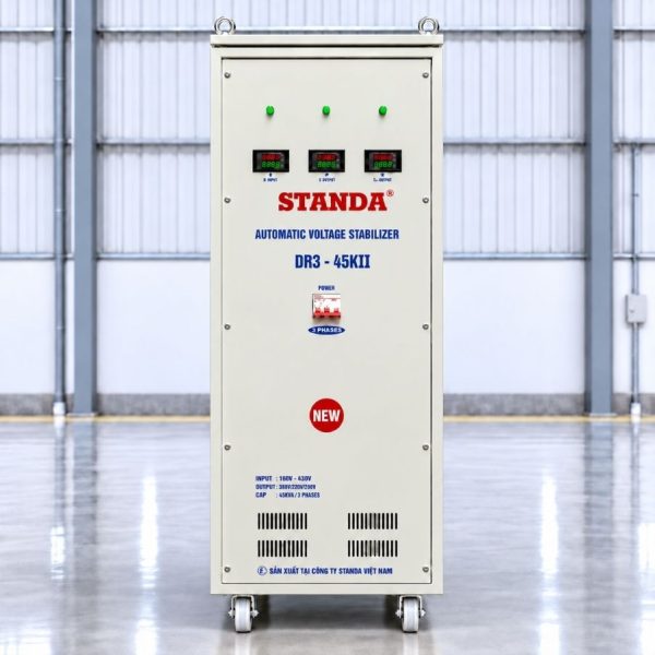 on-ap-standa-3-pha-45kva-dr3-45kii-dai-160v Ổn áp Standa 3 pha 45KVA DR3-45KII dùng kéo điện yếu, ổn định nguồn 380V, chống quá tải, ngắn mạch và bảo vệ hệ thống thiết bị vận hành an toàn, bền bỉ