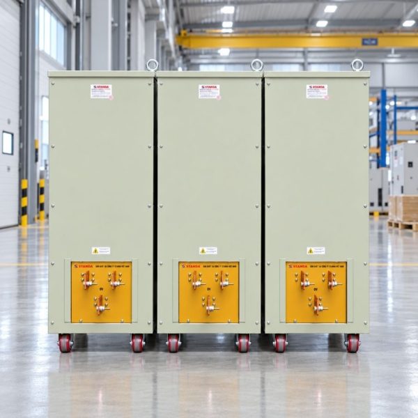 Ổn áp Standa 3 pha 500KVA NM-500K/3II giúp ổn định điện áp 380V, bảo vệ toàn diện hệ thống máy móc nhà xưởng và tối ưu hóa hiệu suất vận hành.