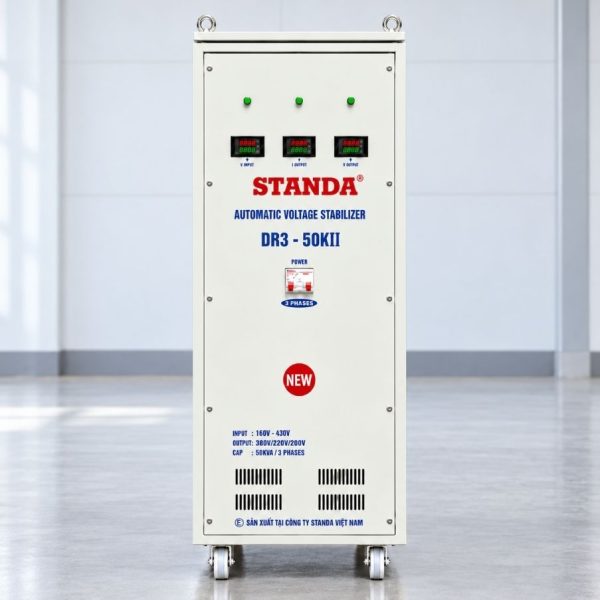 on-ap-standa-3-pha-50kva-dr3-50kii Ổn áp Standa 3 pha 50KVA DR3-50KII dùng kéo điện yếu, ổn định nguồn 380V, chống quá tải, ngắn mạch và bảo vệ hệ thống thiết bị vận hành an toàn, bền bỉ
