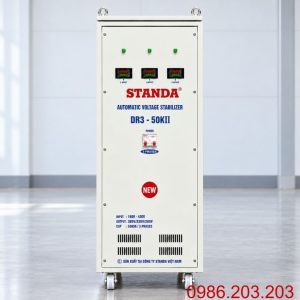 Ổn áp Standa 3 pha 50KVA DR3-50KII dùng kéo điện yếu, ổn định nguồn 380V, chống quá tải, ngắn mạch và bảo vệ hệ thống thiết bị vận hành an toàn, bền bỉ