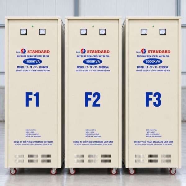 on-ap-standard-3-pha-1000kva-sh3-1000k-3ii Ổn áp Standard 3 pha 1000KVA SH3-1000K/3II chuyên dùng ổn định điện áp tự động, chống quá tải, ngắn mạch, nâng cao độ bền và bảo vệ các thiết bị điện.