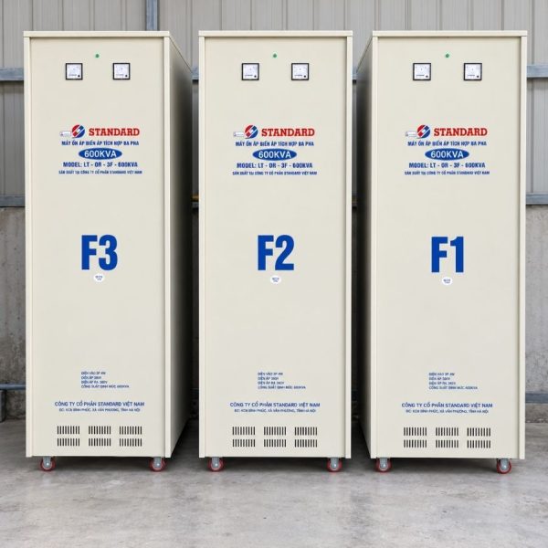 Ổn áp Standard 3 pha 600KVA SH3-600K/3II chuyên dùng ổn định điện áp tự động, chống quá tải, ngắn mạch, nâng cao độ bền và bảo vệ các thiết bị điện.